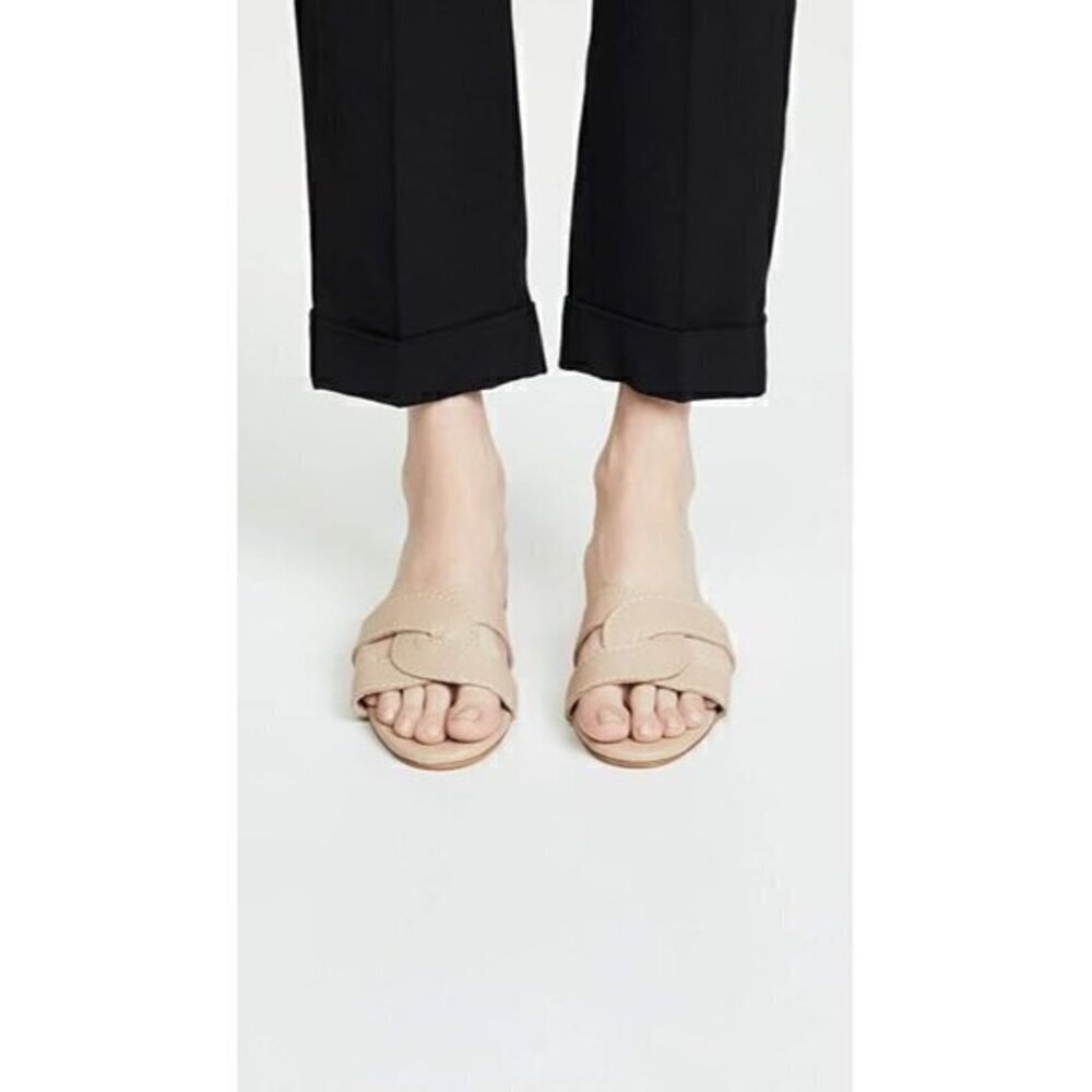 Kaanas Santorini Infinity Loop Woven Flat Slide Sandal Size 8 Beige Springtime
